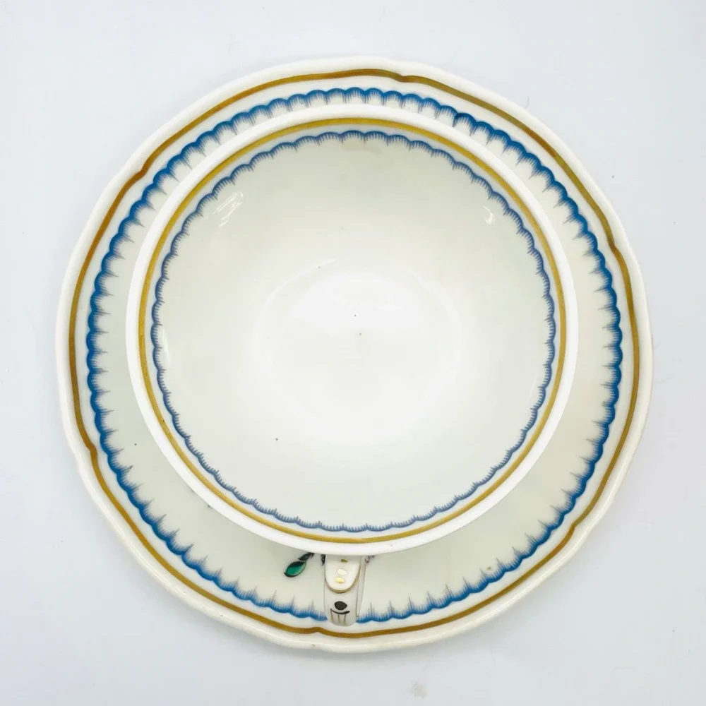 4 sets Richard Ginori Italian Fruit Teacup Saucer Set Floral Botanical Gold Trim